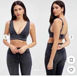 Good American Charcoal Denim Top
